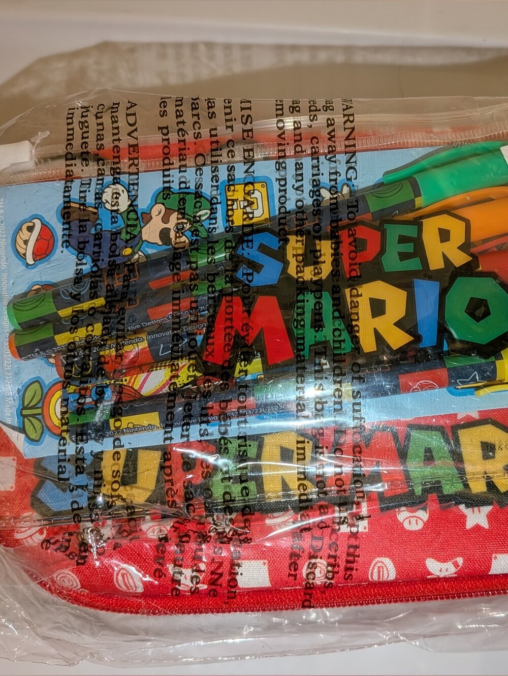 Nintendo Super Mario Multi-Color Pencil Pouch with Red Trim